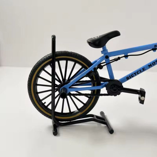 1:8 Mini Model Alloy Bicycle With Parking Rack Diecast Decoration Metal Mountain Finger Blue Bmx Bike Simulation Gifts Boys Toys